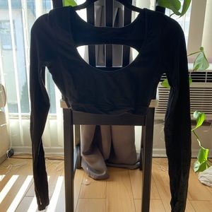 LULULEMON Cropped Cut Out Long Sleeve Athletic Top